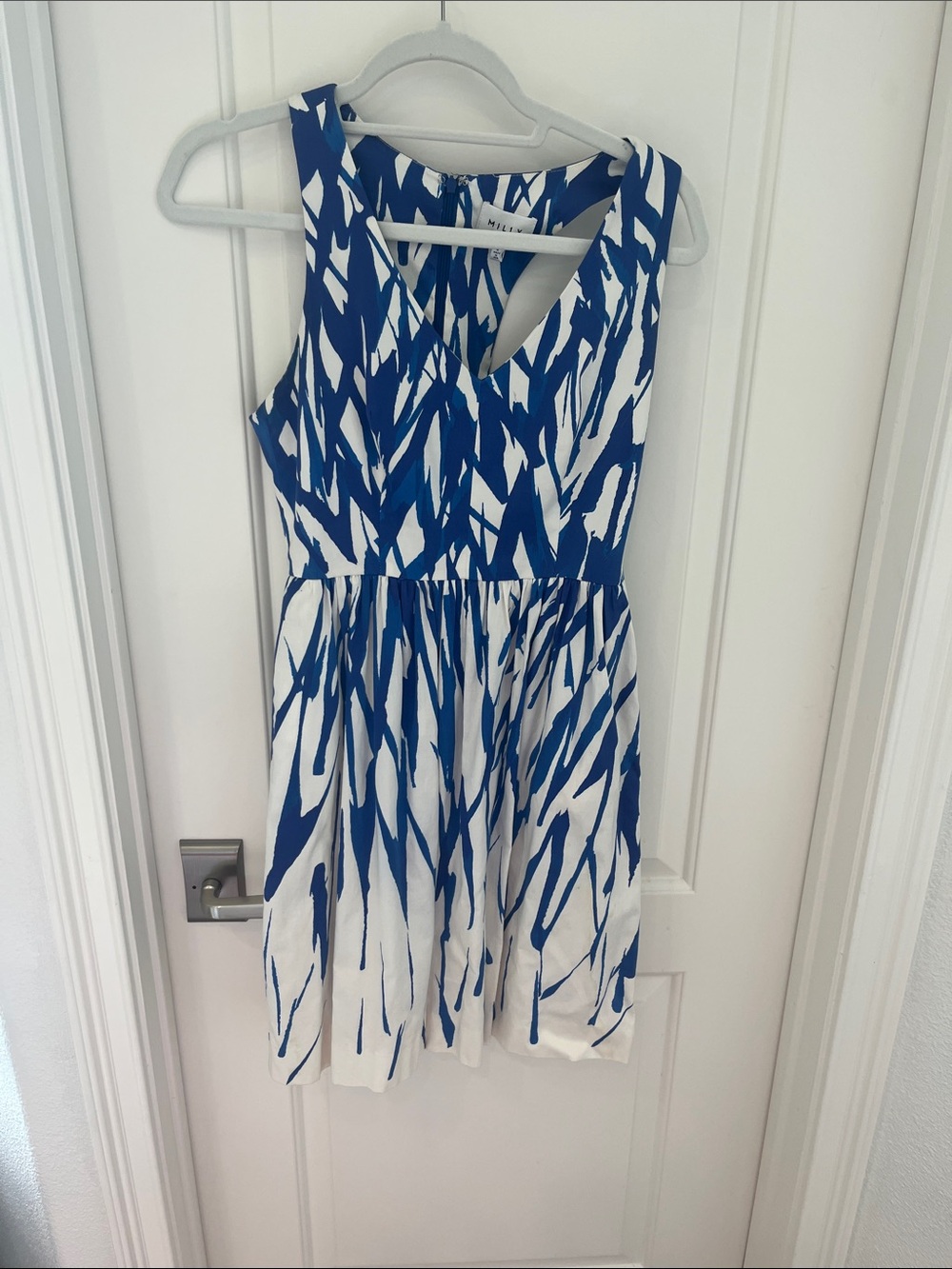 Milly blue and white razor back dress